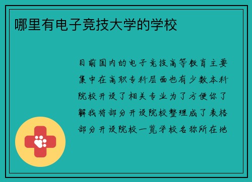 哪里有电子竞技大学的学校